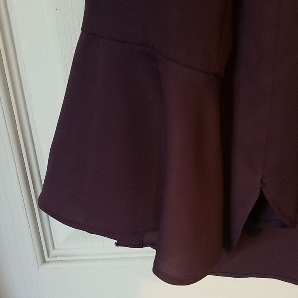 Simply Vera Wang Purple Blouse M Bell Sleeve Mandarin Collar Flowy Crepe Top - Picture 6 of 7